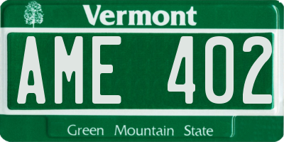 VT license plate AME402