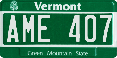 VT license plate AME407