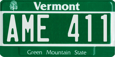 VT license plate AME411