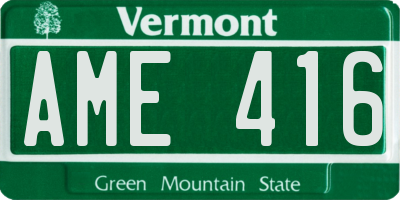 VT license plate AME416
