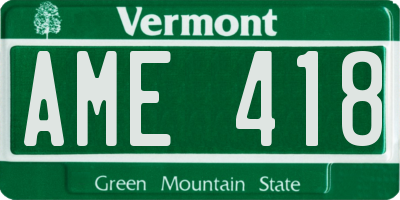 VT license plate AME418