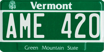 VT license plate AME420