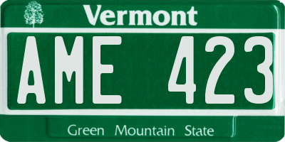 VT license plate AME423