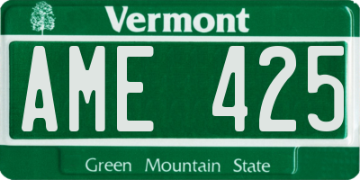 VT license plate AME425