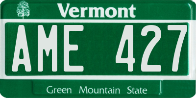VT license plate AME427