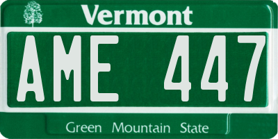 VT license plate AME447