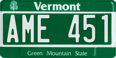 VT license plate AME451