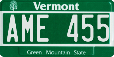 VT license plate AME455