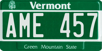 VT license plate AME457