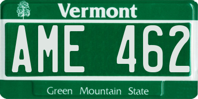 VT license plate AME462