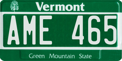 VT license plate AME465
