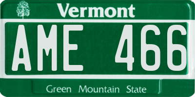 VT license plate AME466