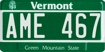 VT license plate AME467