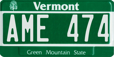 VT license plate AME474