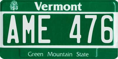 VT license plate AME476