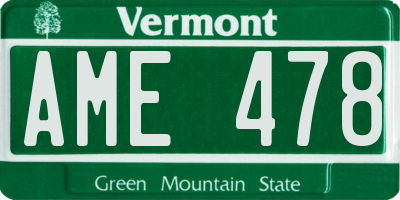 VT license plate AME478