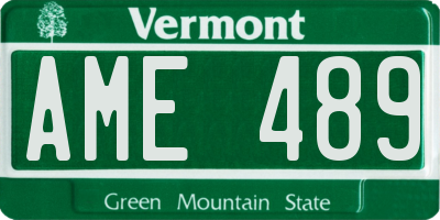 VT license plate AME489