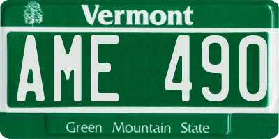 VT license plate AME490