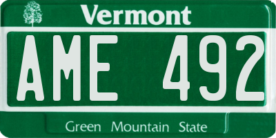 VT license plate AME492