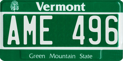 VT license plate AME496