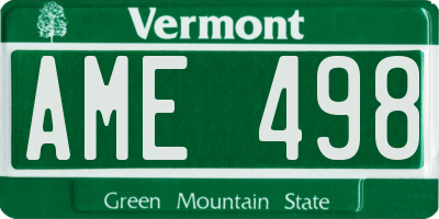 VT license plate AME498