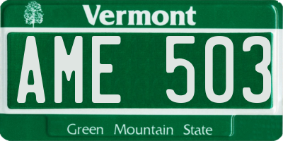 VT license plate AME503