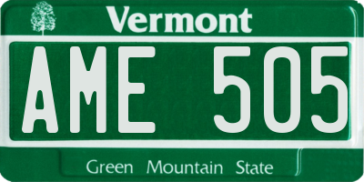 VT license plate AME505
