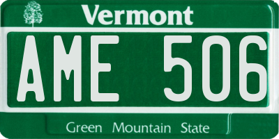 VT license plate AME506