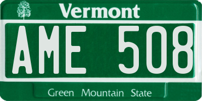 VT license plate AME508