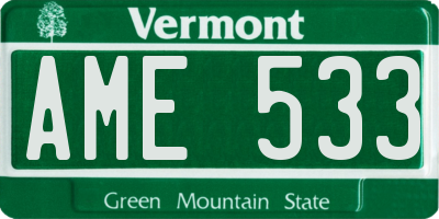 VT license plate AME533