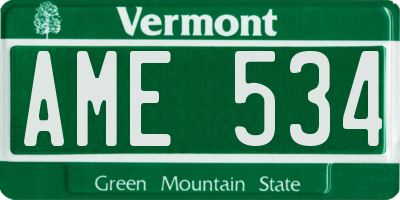 VT license plate AME534