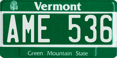 VT license plate AME536