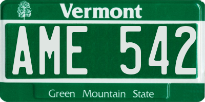 VT license plate AME542