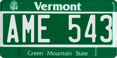 VT license plate AME543