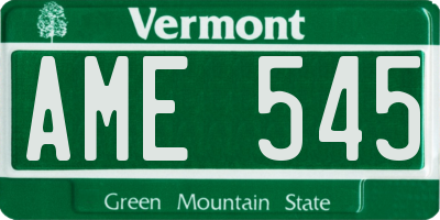 VT license plate AME545