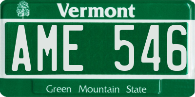 VT license plate AME546