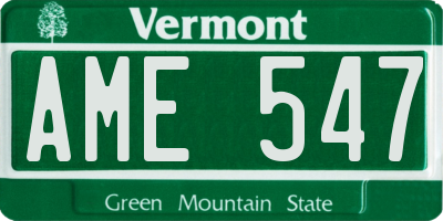 VT license plate AME547