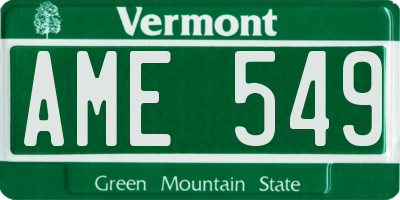 VT license plate AME549