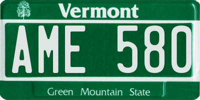 VT license plate AME580