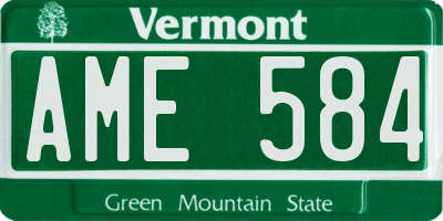 VT license plate AME584