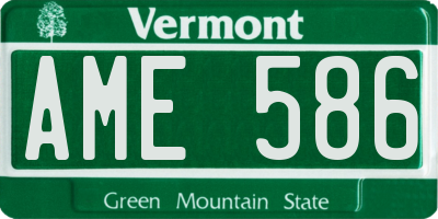 VT license plate AME586