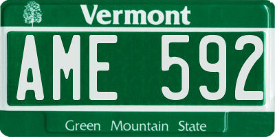 VT license plate AME592