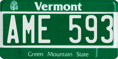 VT license plate AME593