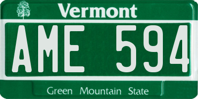 VT license plate AME594
