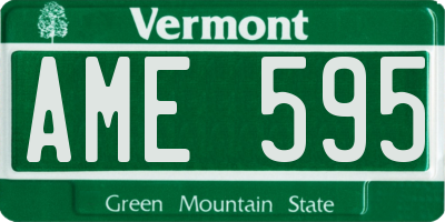 VT license plate AME595