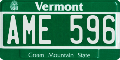 VT license plate AME596