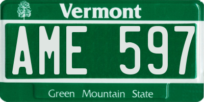 VT license plate AME597
