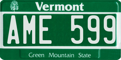 VT license plate AME599