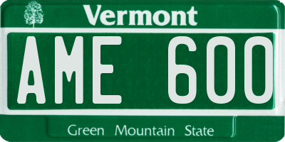 VT license plate AME600