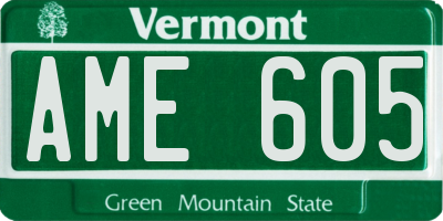 VT license plate AME605